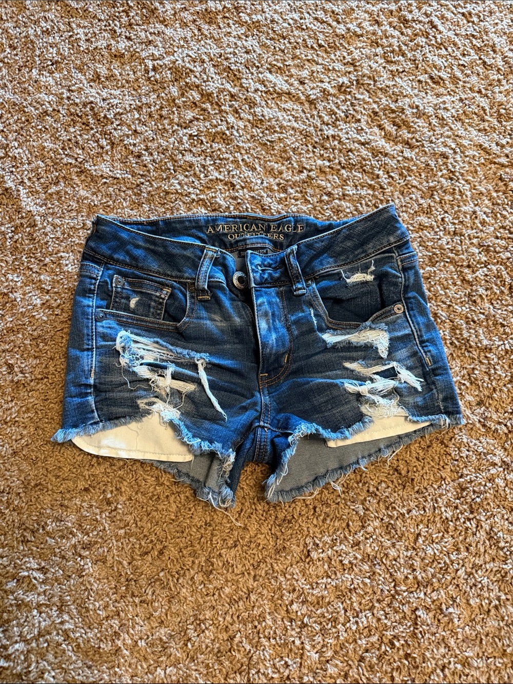 American Eagle Outfitters Blue Distressed Denim Cutoff Shorts